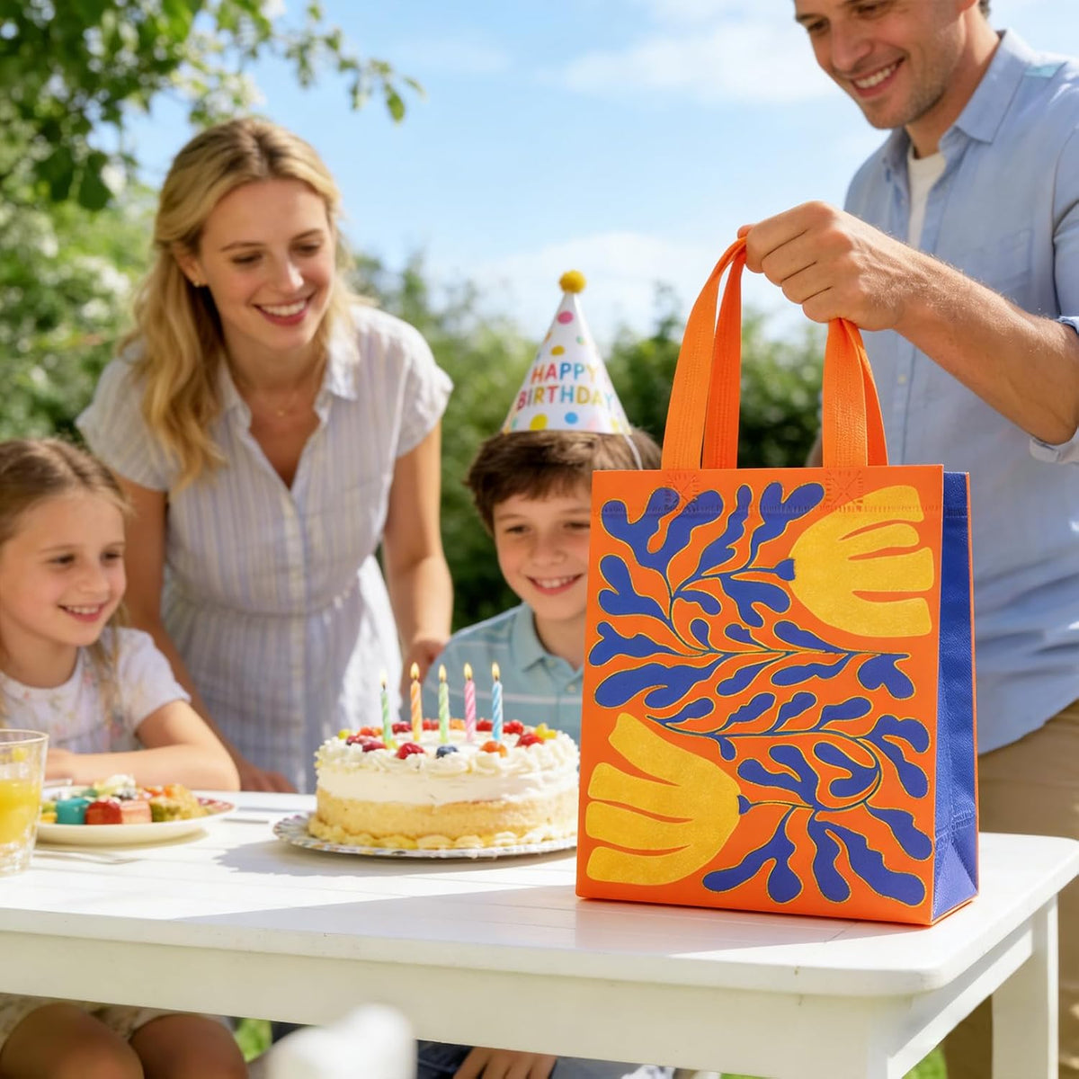 12 Pack 10" Floral Non-Woven Gift Bags with Tissue Paper