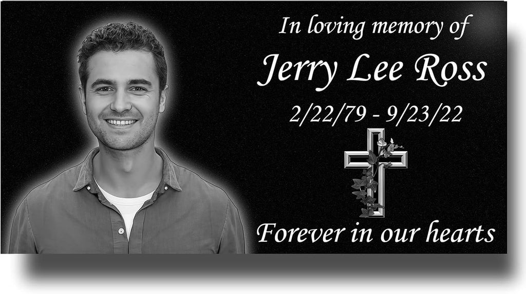 Personalized Memorial Stones,headstones for Graves,Grave Markers for Cemetery for Humans,Black Granite