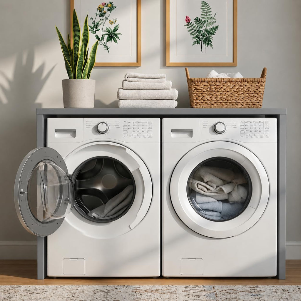 Over the Washer and Dryer Storage Shelf, Laundry Shelf, Pewter Grey