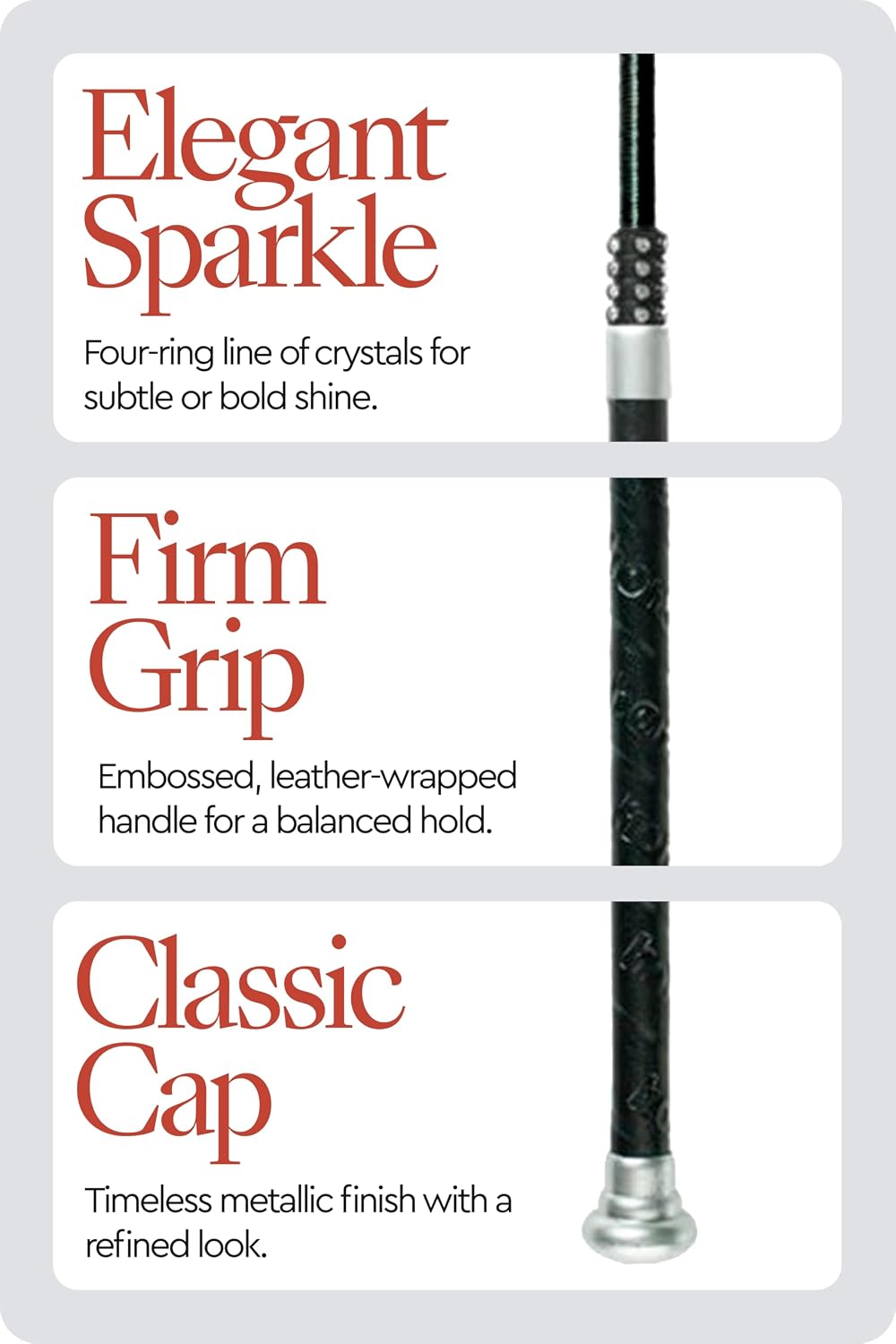 Lightweight Dressage Whip with Bling and Leather Grip Handle