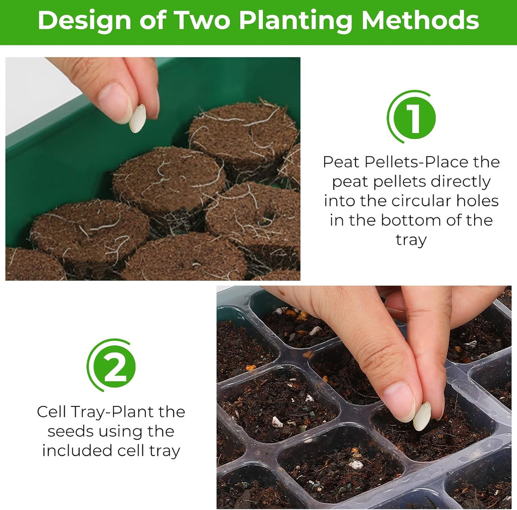 Seed Starter Tray with Grow Light, 6pcs Seed Starter Kits with Light and Adjustable Humidity Domes, Covers Height
