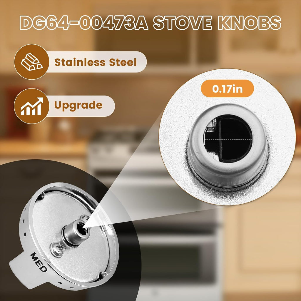 Upgraded DG64-00473A Top Burner Dial Knobs Compatible with Samsung Range Oven Gas Range Replacement NX58F5700WS NX58H5600SS NX58H5650WS NX58J7750SS (5 Pcs)