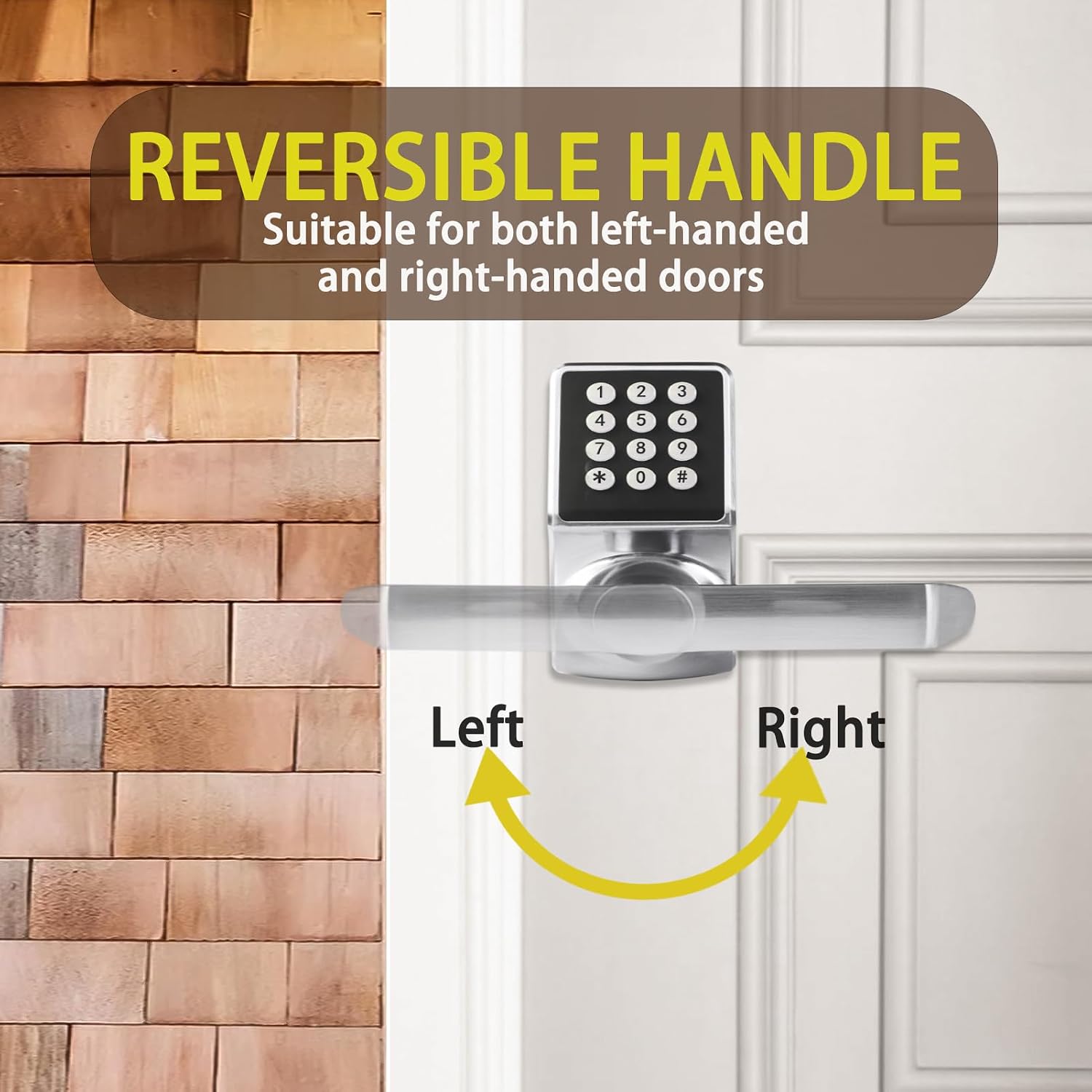 Keyless Entry Door Lock with Handle - Keypad Door Lock with Handle for Front Door, Digital Code Lock with Fob Card