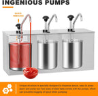 Condiment Pump Station Stainless Sauce Pump Dispenser 11Quart Ketchup Dispenser Pumps