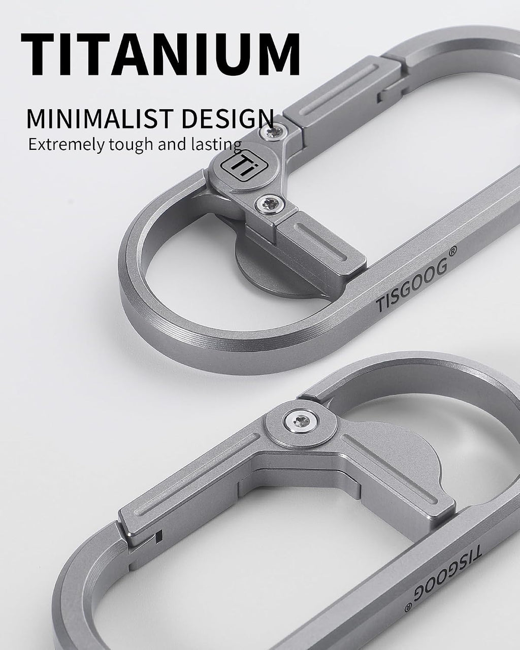 Titanium Keychain, Carabiner Keychain Clip, Heavy Duty Key Ring Holder, 2.7" Large Size Car Key Chains with Bottle