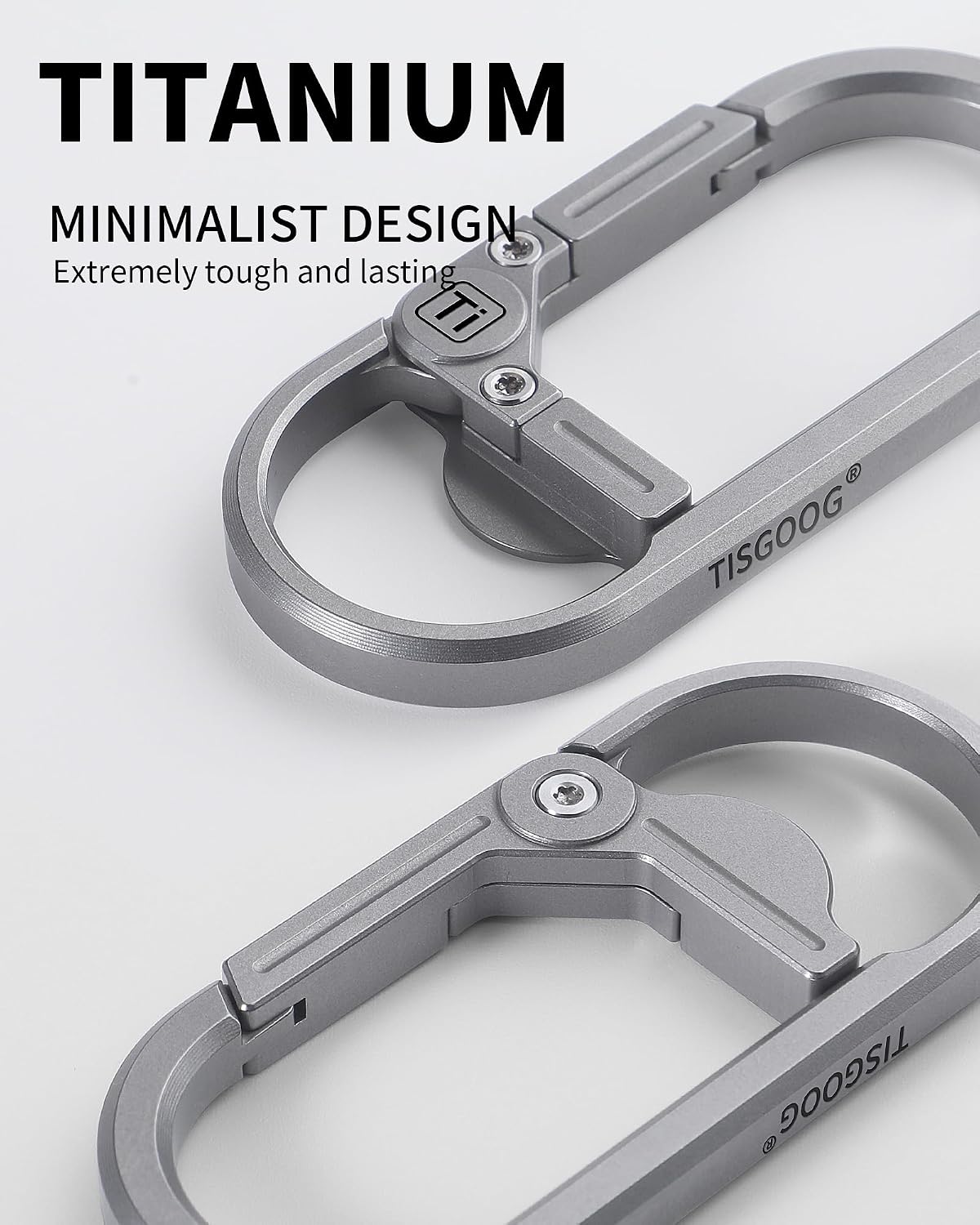 Titanium Keychain, Carabiner Keychain Clip, Heavy Duty Key Ring Holder, 2.7" Large Size Car Key Chains with Bottle