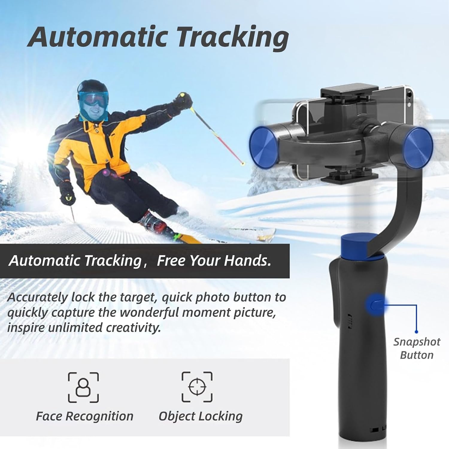 3 Axis Handheld Gimbal Stabilizer for Smartphone, S5 Foldable Phone Video Stabilizer with Face Tracking, Anti-Shake