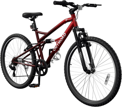 Outroad Mountain Bike, 26 inch Outdoor Cycling Bike, 7-Speed/High-Carbon Steel/V Brake MTB Bicycle, Adjustable