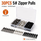 #5 Zipper Repair Kit, 30 Pcs Metal Zipper Pull Replacement, Heavy Duty