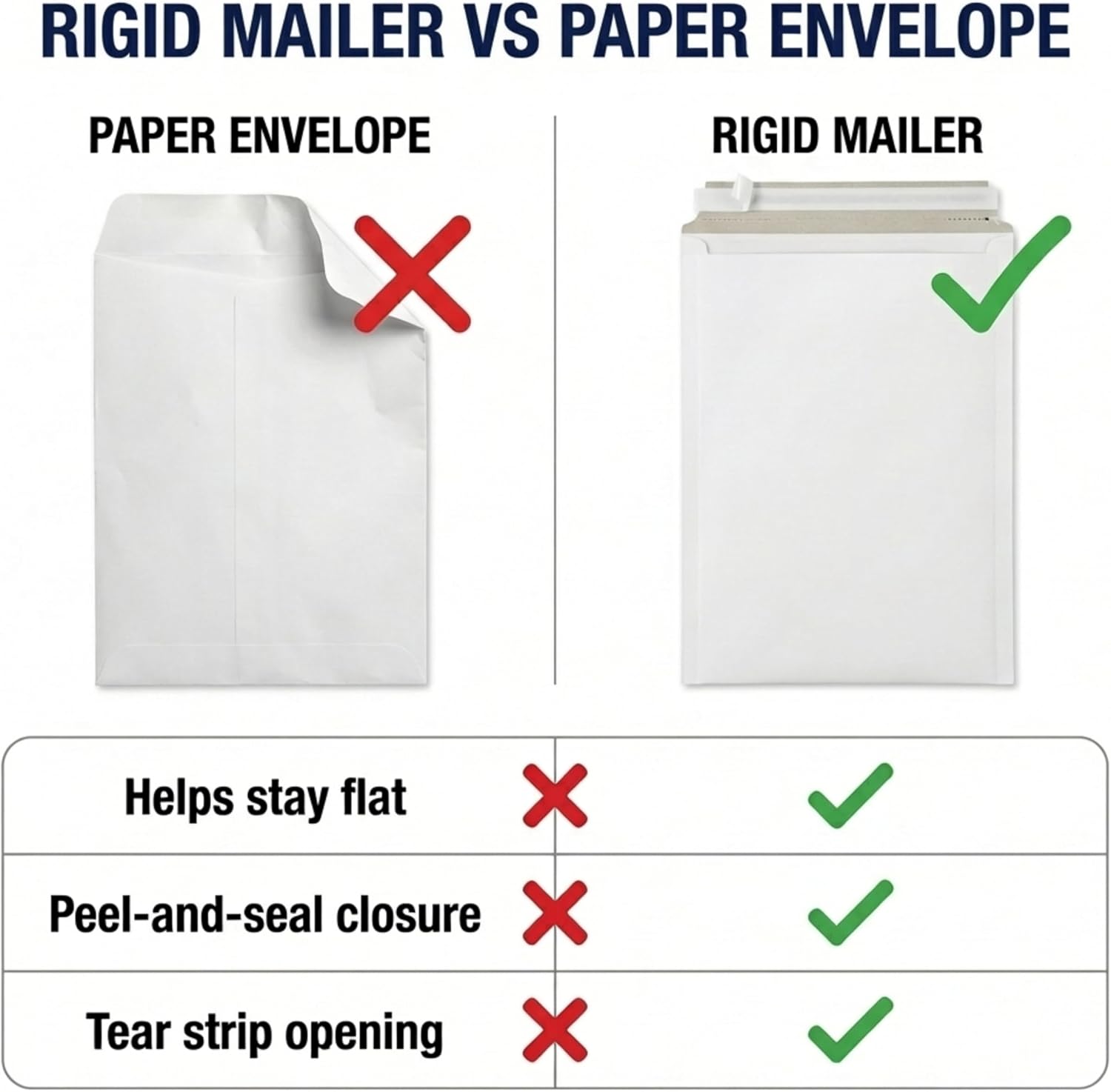 Rigid Mailers 12.75 x 15 (100-Pack) - Cardboard Mailer Envelopes for Photos, Artwork, Certificates - Stay Flat