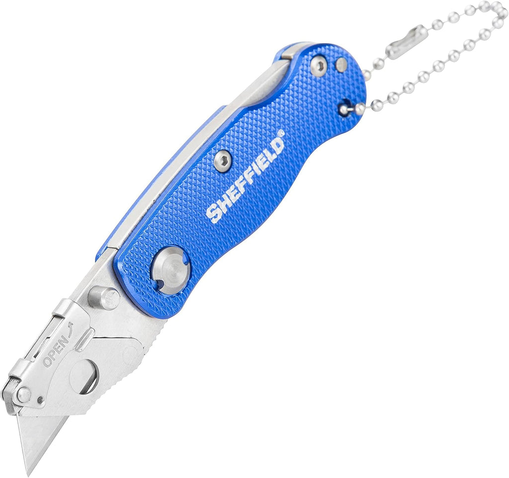 Utility Knife, Mini Box Cutter with Aluminum Handle and Keychain