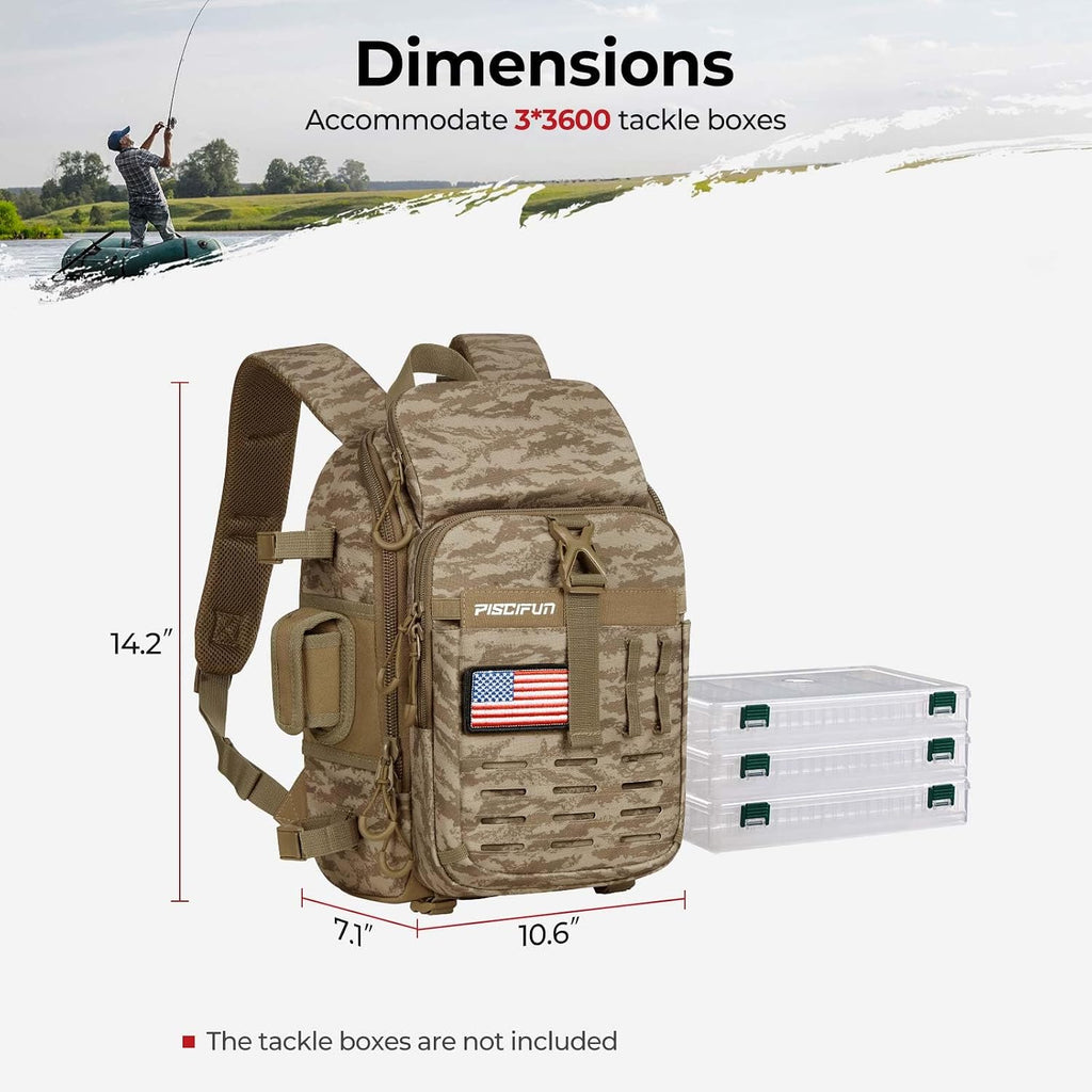 Fishing Tackle Backpack, Rod & Gear Holder, Water-Resistant | 15L storage, breathable padding & adjustable shoulder