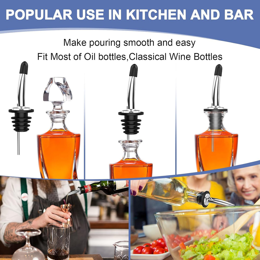 36-Pack Stainless Steel Pour Spouts for Liquor Bottles Oil Vinegar and Wine,Liquor Bottle Pourers with Rubber Dust