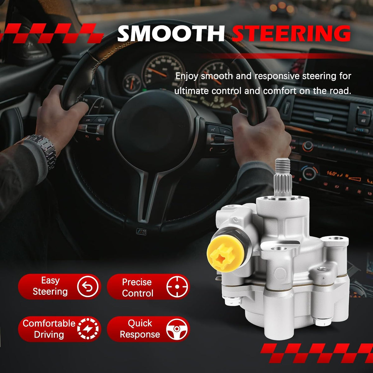 21-5875 Power Steering Pump Fit for Corolla 1993-1997 1.8L L4, for Corolla 1994-1997 1.6L L4, for Prizm 1993-1997 1.6L L4, Power Assist Pump Replace for 21-5875, 94852766, 4432012321