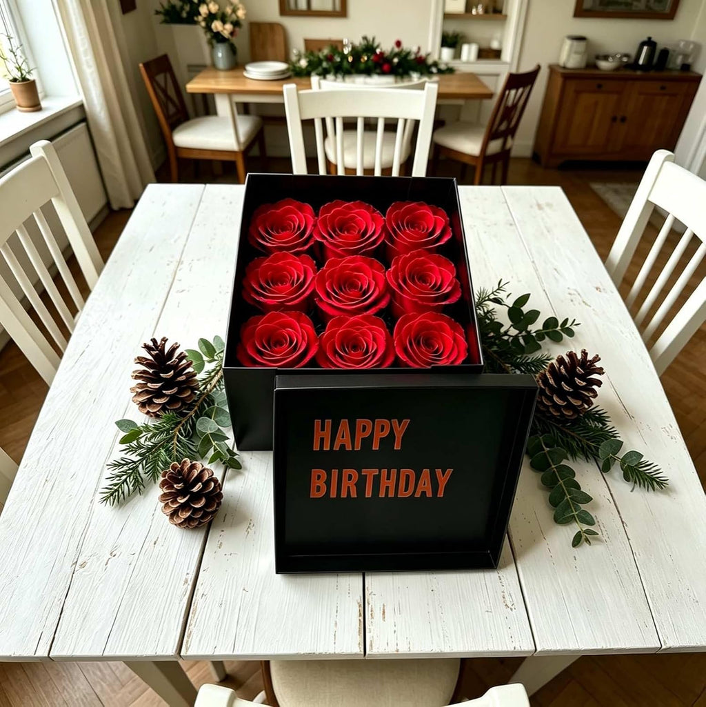 Black Gift Box with Lid 10x10x8 Inches Black Box