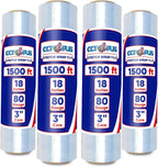 Stretch Wrap, Industrial Strength 4 Roll Clear, 18” x 1500 feet, 80 Gauge (20 Micron), Heavy Duty Plastic Shrink Film