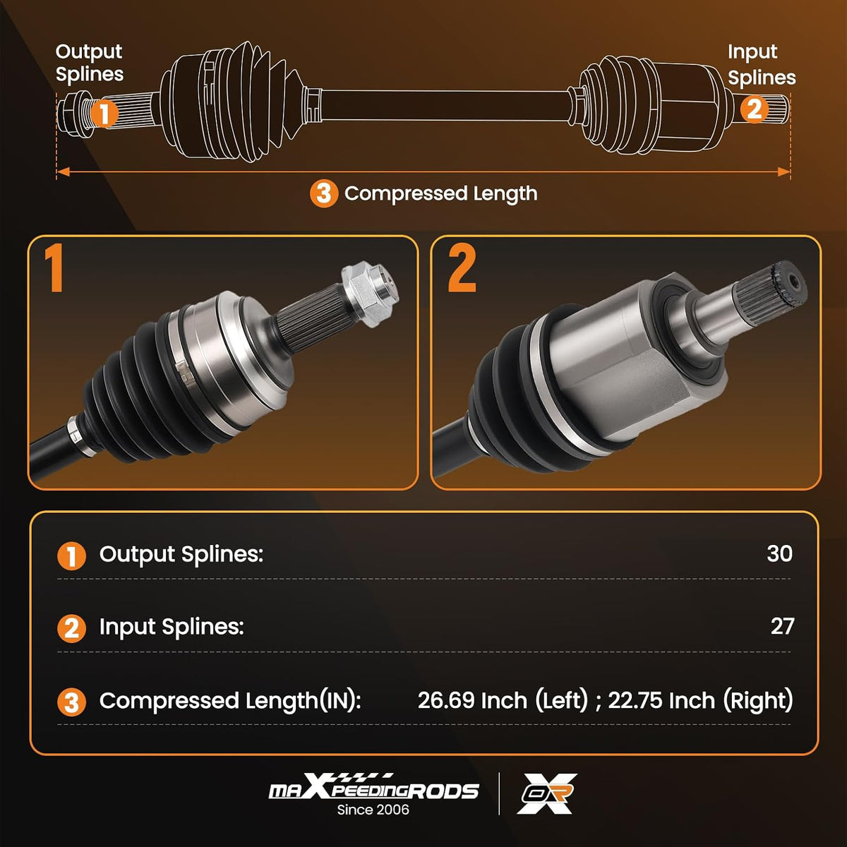 maXpeedingrods Front Left and Right CV Axle Assembly for Honda Accord