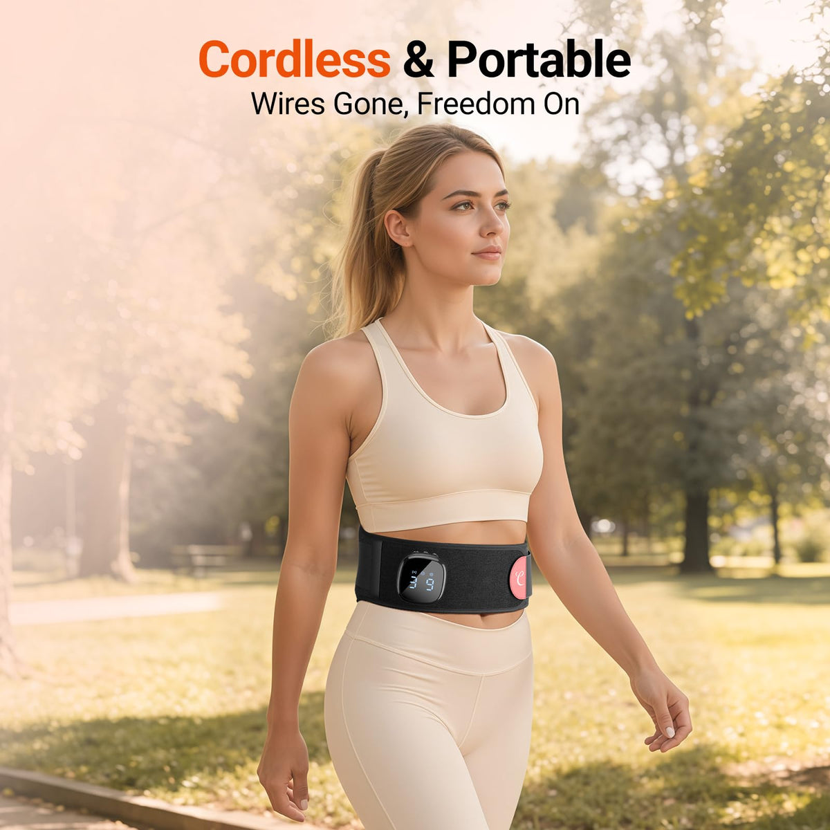 Red Light Therapy Vibration Massage Belt, Cordless, Lower Back