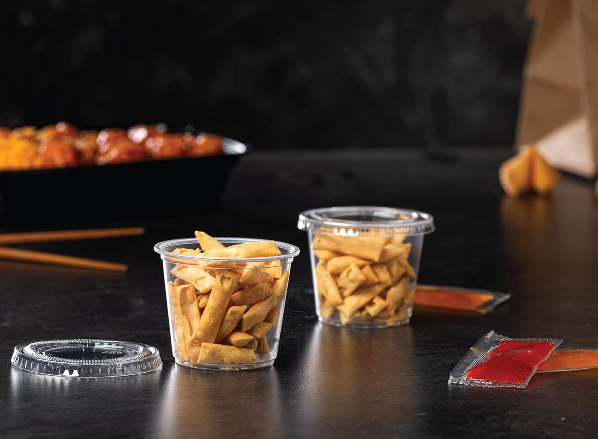 (200 Sets - 5.5 oz.) Plastic Cups, Clear Portion Snack, Yogurt, Parfait Cups, Pudding Cups, Souffle Cups, Dessert