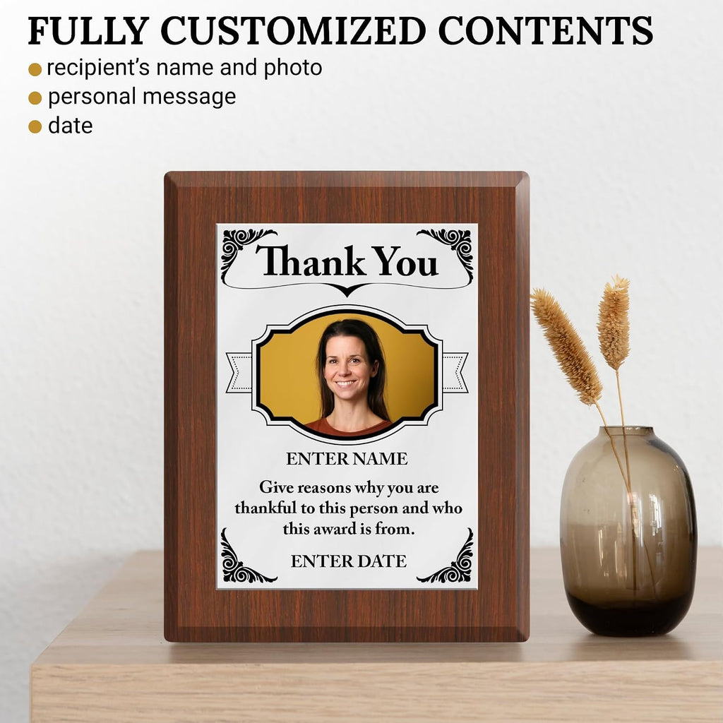 Personalized Thank You Award Plaque - Custom Appreciation & Service Gift | Upload Own Photo & Text, Full-Color