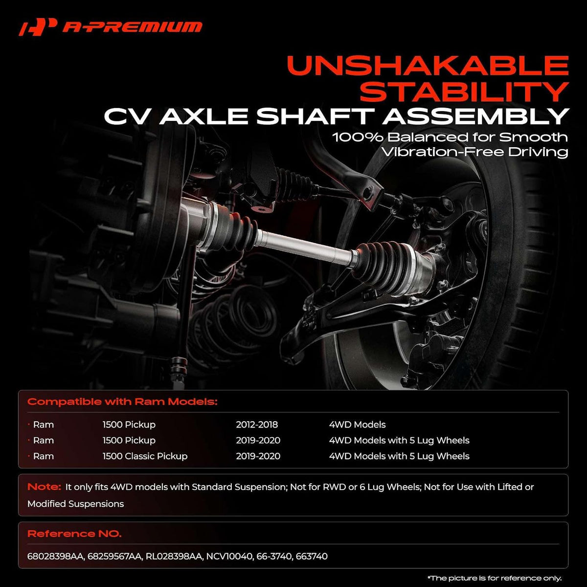 A-Premium Front Driver or Passenger Side CV Axle Shaft Assembly