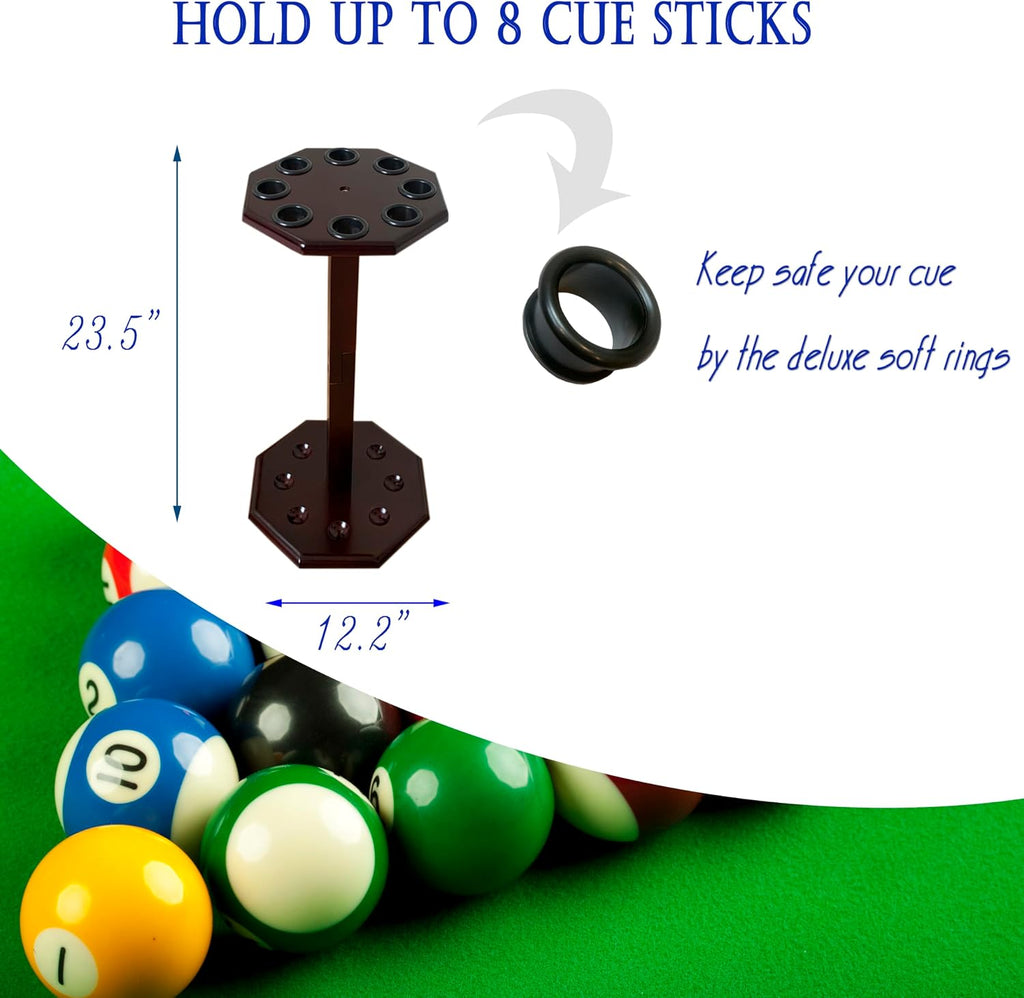 Freestanding Billiard Cue Rack, Pool Table Accessories Hold 8 Cues, Pool Cue Stick Holder, Wooden Floor Stand Pool