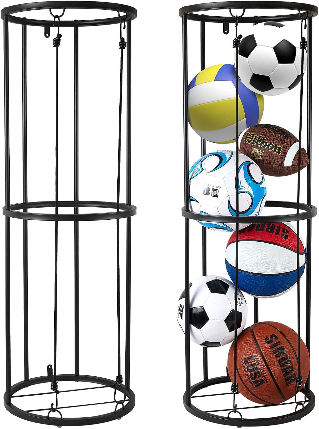 Garage Ball Storage Rack - Wall-Mounted Vertical Ball Holder for Basketball, Soccer, Volleyball, Football