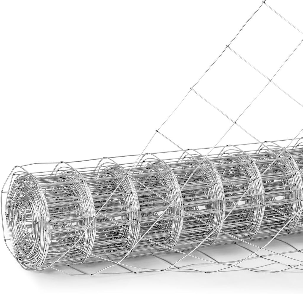 Welded Wire Fence 12.5 Gauge, Galvanized Welded Fence Wire Roll, Mesh Size 4-Inch x 4-Inch, Hog Wire Fencing Cage