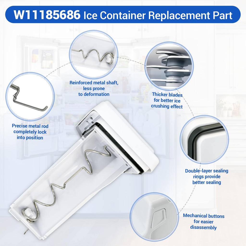 W11185686 Refrigerator Ice Container Replacement Part (OEM)