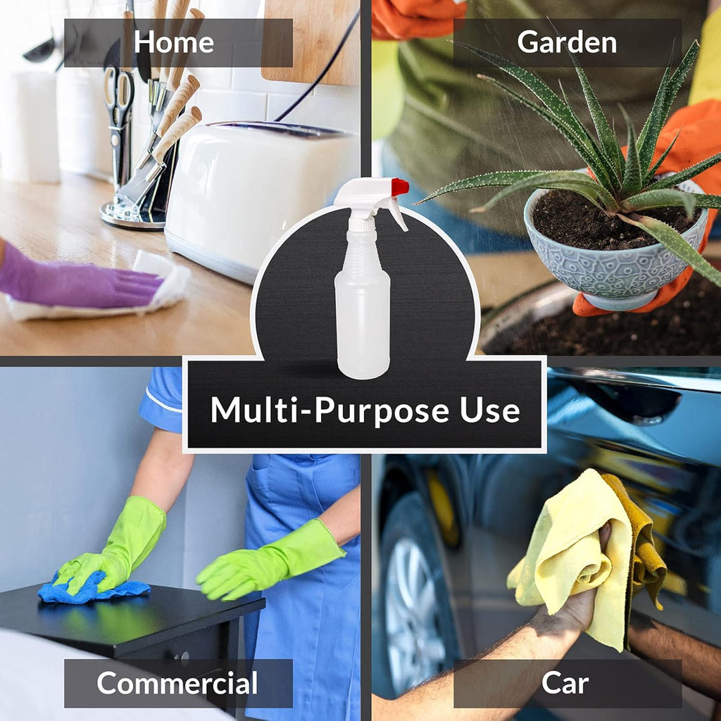 Plastic Spray Bottles USA Made 4 Pack 16 oz Leak Proof Empty Refillable Mist/Stream for Cleaning Solutions, Plants