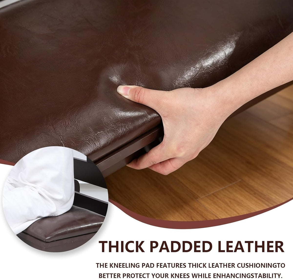Prayer Bench Kneeler, Kneeling Stool, Wooden Kneeler Bench with Cushion, Church Kneelings Stand Stool, Padded Prayer