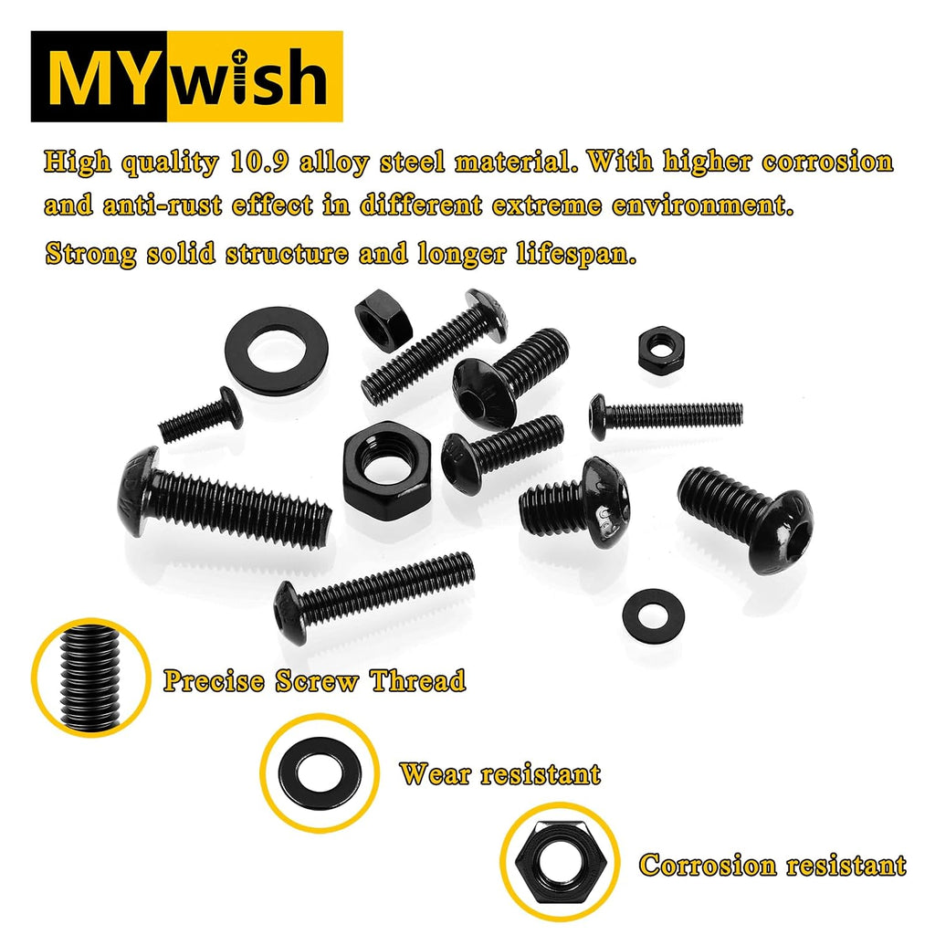 240 Pieces M6 Screw Nuts and Bolts Assortment Kit, 10.9 Grade Alloy Steel, Nuts and Bolts Button Head Socket Cap