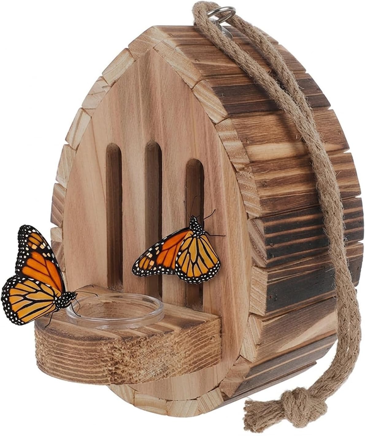 Hangable Teardrop Butterfly House for Garden Wooden Butterfly House and Feeder, Butterfly Houses for Outside, for