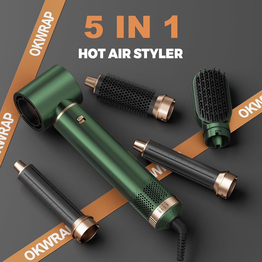 5 in 1 Blow Dryer Brush, Upgrade Hair Dryer Brush Set Negative Ion Air Styler Curling Wrap Air Curler, Hot Air Brush