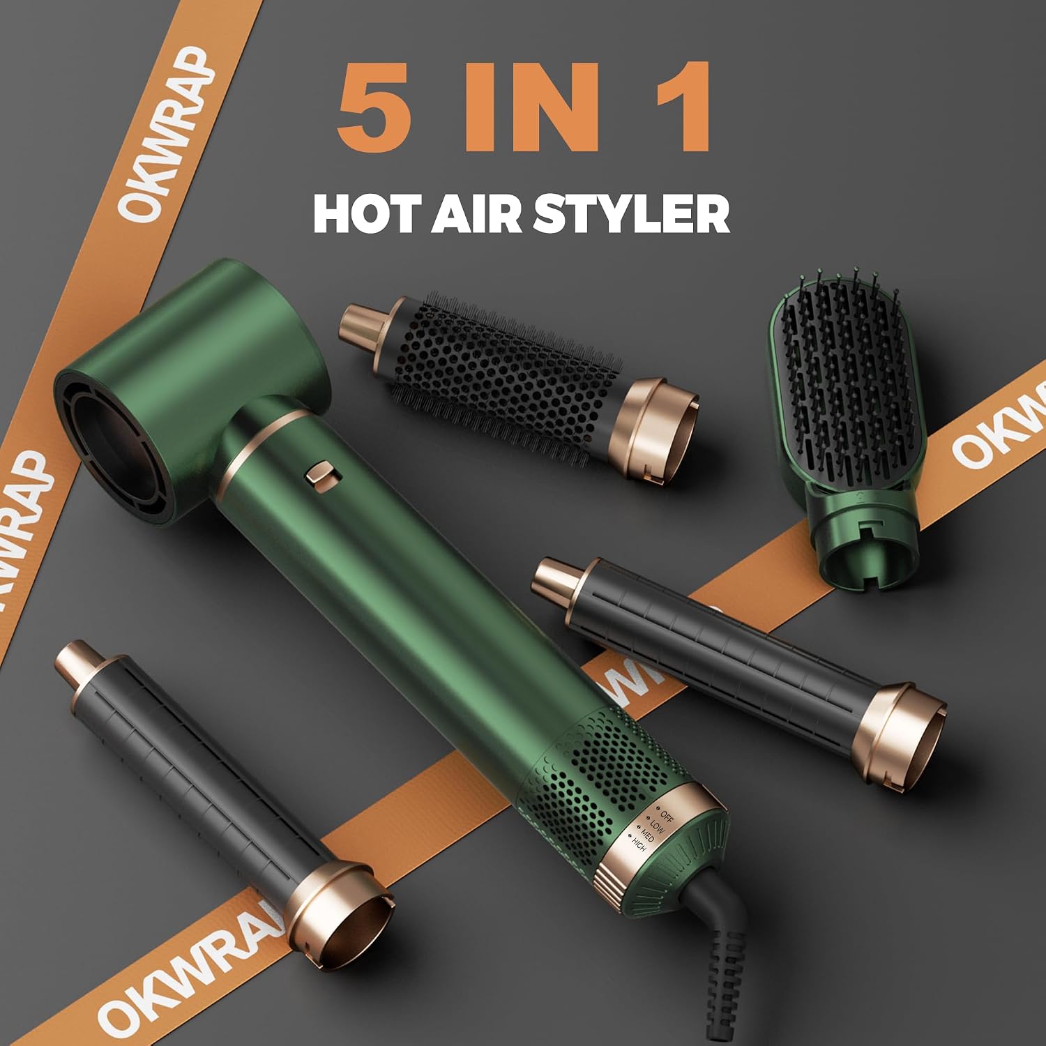 5 in 1 Blow Dryer Brush, Upgrade Hair Dryer Brush Set Negative Ion Air Styler Curling Wrap Air Curler, Hot Air Brush