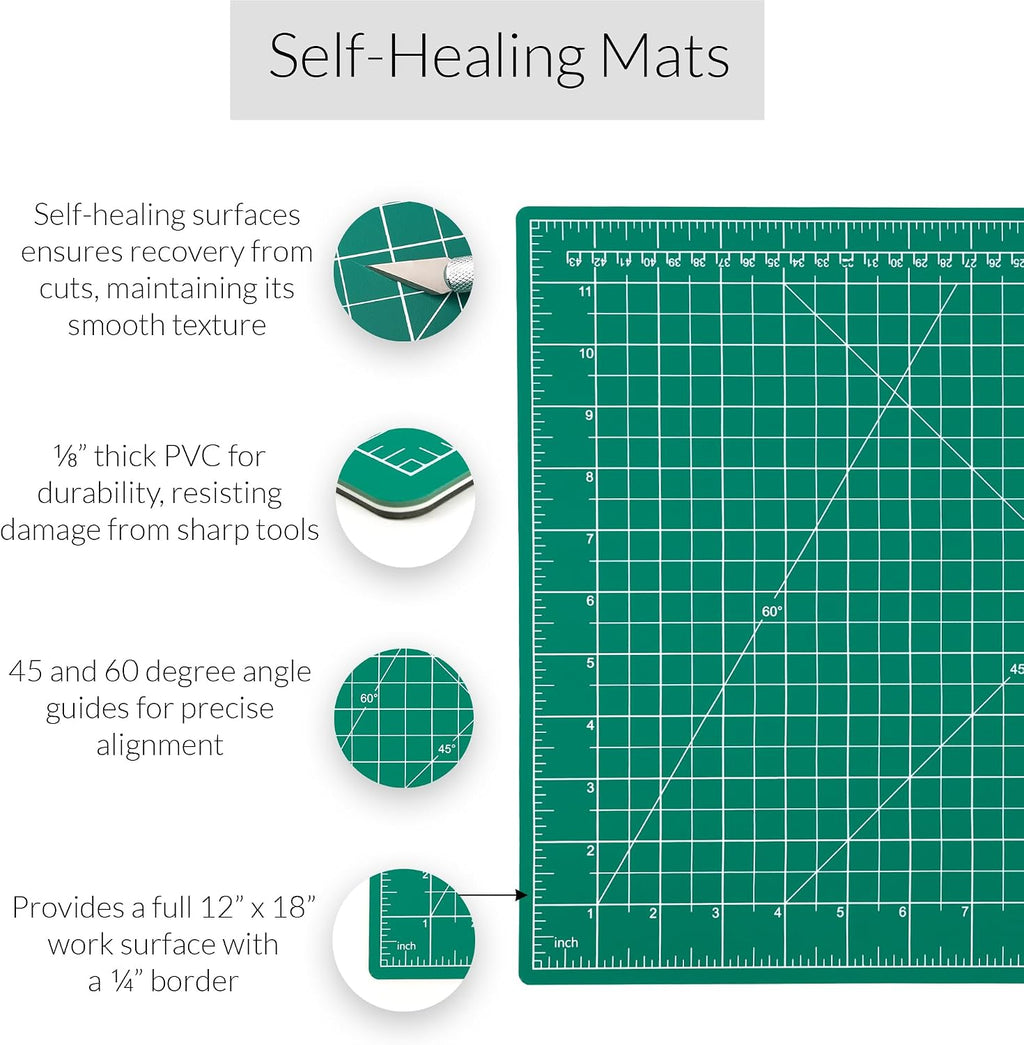WA Portman 12x18 Fabric Cutting Mat, Quilting Rotary Cutter, Acrylic Ruler | Sewing Kit includes 12x18 Fabric Cutter