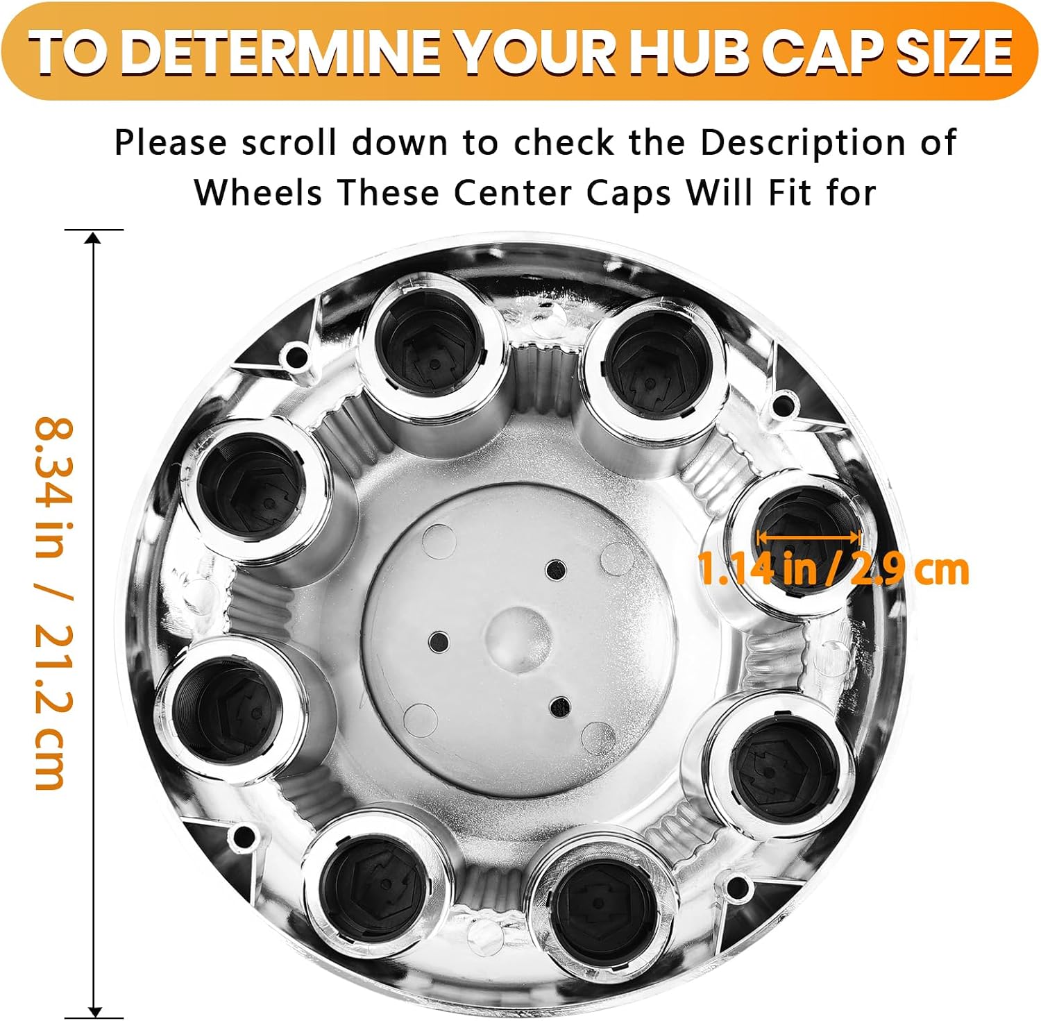 8 Lugs Wheel Center Caps Hub Caps Compatible with Chevy Silverado 2500 3500 Epress Van Set of 4 OEM Replacement