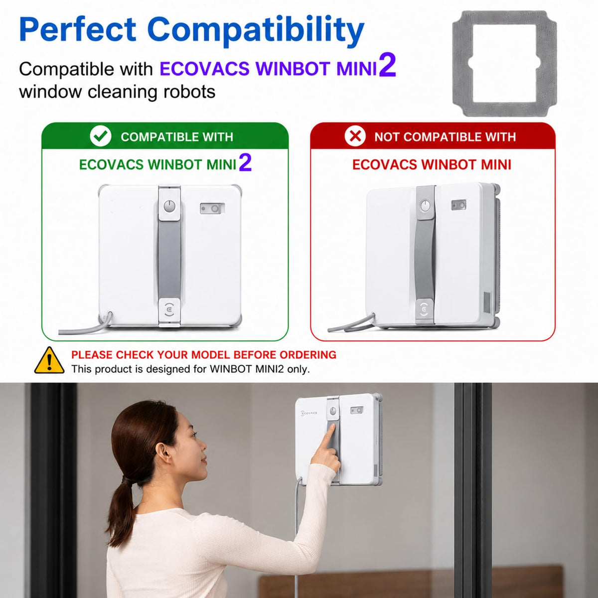 16 Pack Mopping Pads for ECOVACS WINBOT MINI2 Window Cleaning Robot Only