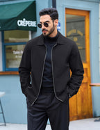 Men's Black Jacket Full Zip Windbreaker for Golf Business Work