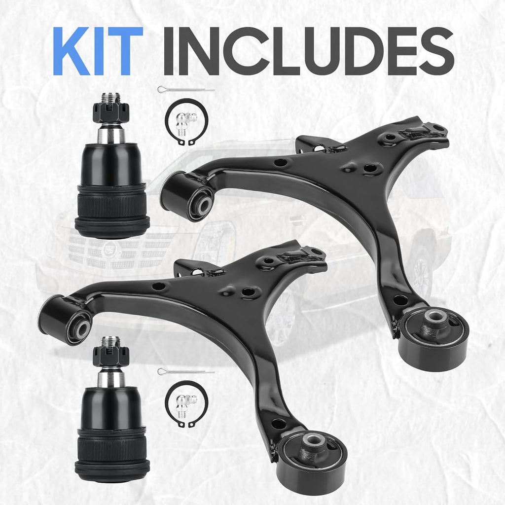 Front Lower Control Arms w/Ball Joints Replacement Suspension Kit for 2001-2005 Honda Civic Sedan & Coupe, 2001-2005 Acura EL (4pc)