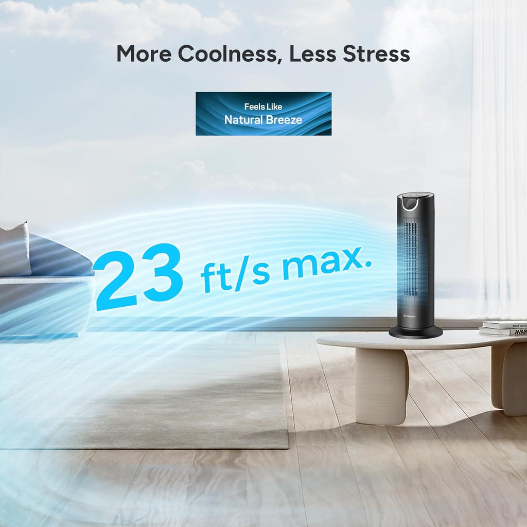 Tower Fan for Bedroom, 25 dB Quiet DC Bladeless Fan with Remote, 8 Speeds, 1-8H Timer, 80° Oscillating Fans for