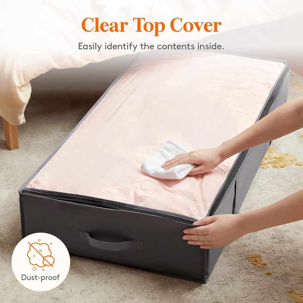 95L 4 Pack Under Bed Storage Containers, Large Capacity Blanket Storage Bags with Reinforced Handle, Organization and