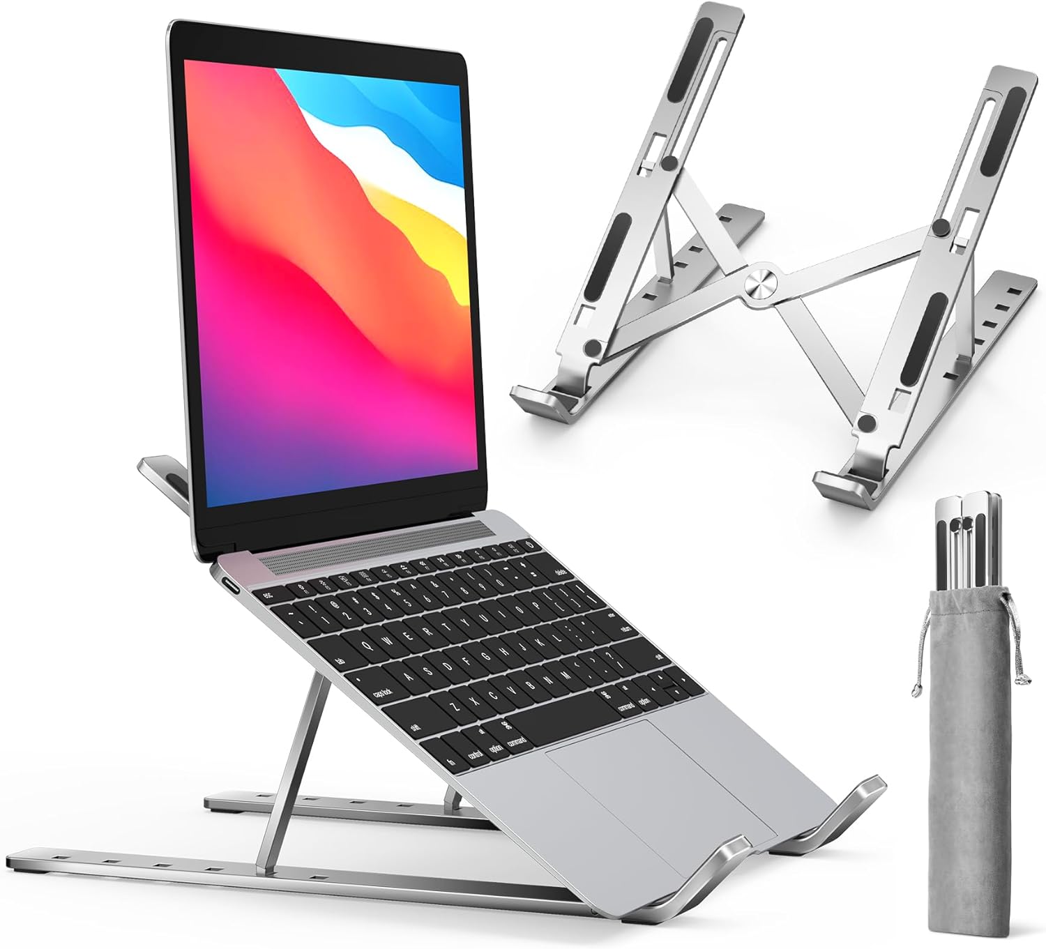 Laptop Stand, Laptop Holder Riser Computer Tablet Stand, 6 Angles Adjustable Aluminum Ergonomic Foldable Portable