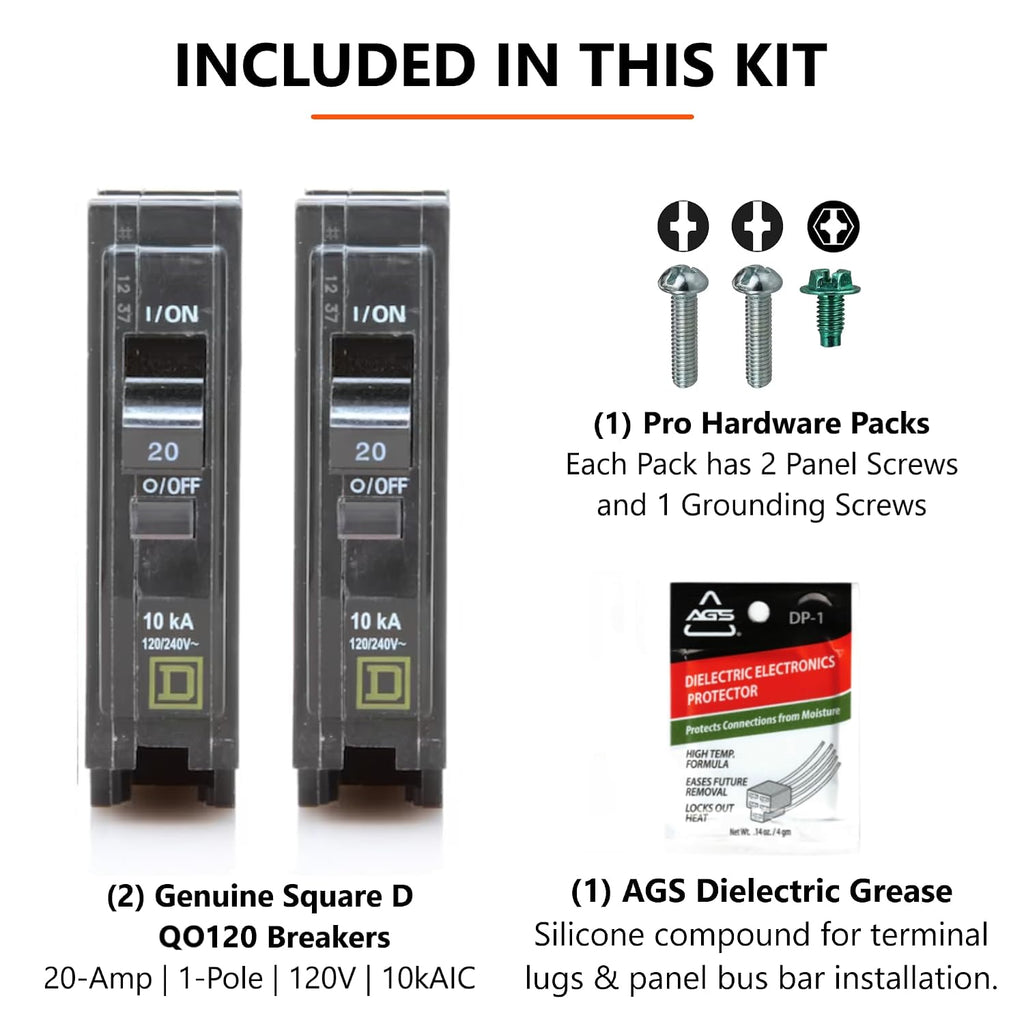 Genuine Square D QO120 20 Amp Single Pole Breaker Kit, 2 Pack