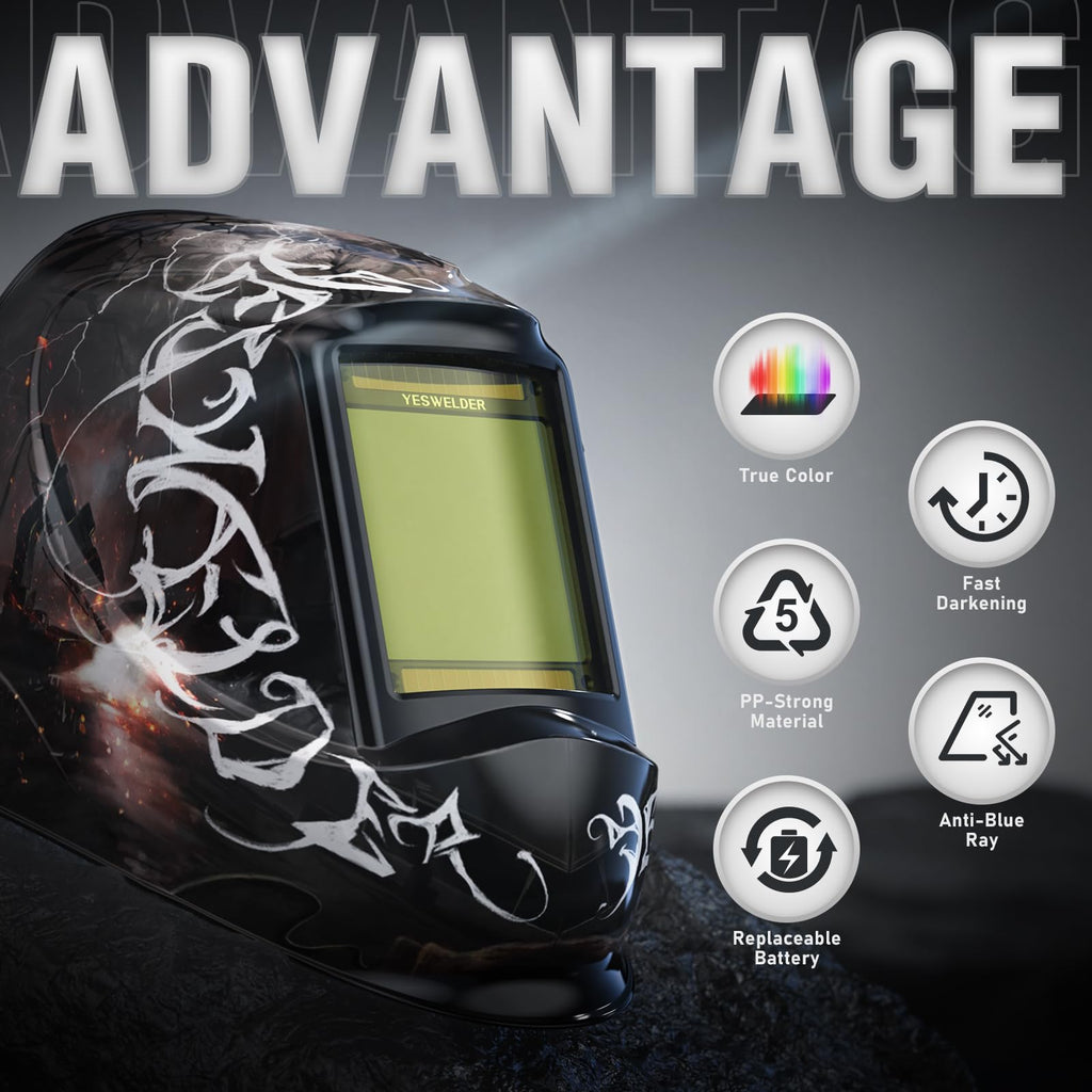 Auto Darkening Welding Helmet, Large View, LYG-M800H-FL