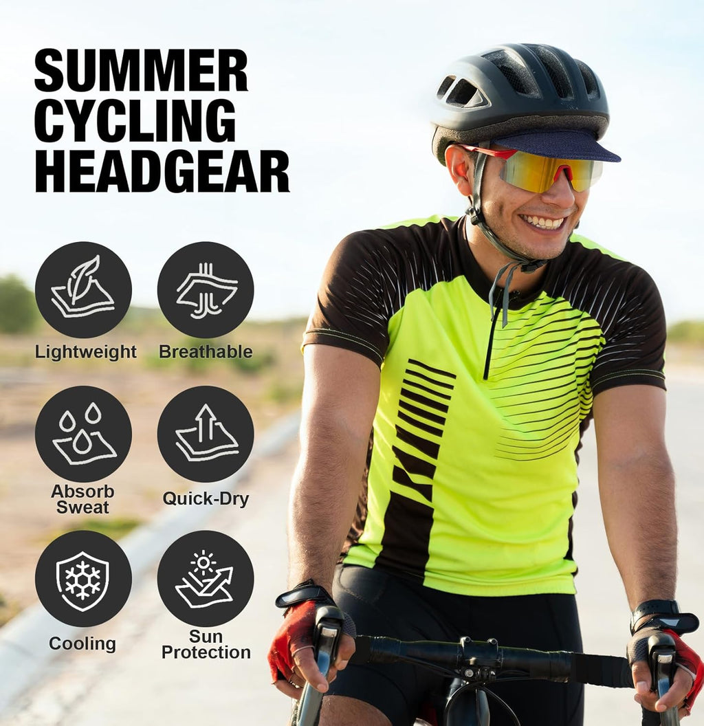 Cycling Cap, Cooling Skull Cap Helmet Liner with Sun Visor, Sun Protection Running Bike Cap for Men Women Under Helmet