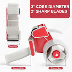 Heavy Duty Packing Tape Dispenser Gun with Safety Blade Cover, 3-Inch Inner Core, for 2-Inch Wide Packing Tape