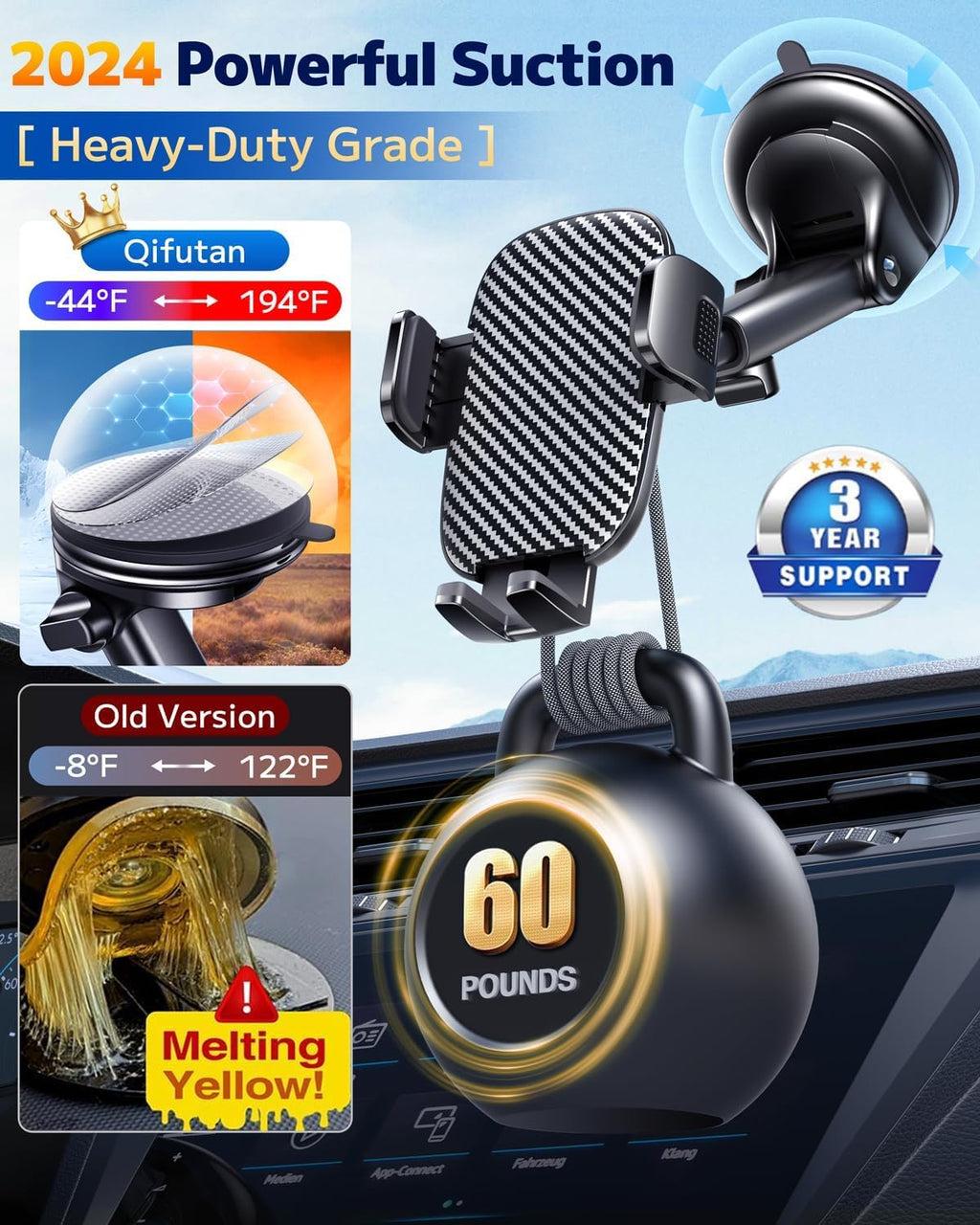 Car Phone Holder Mount Phone Mount for Car Windshield Dashboard Air Vent Universal Hands Free Automobile Cell Phone