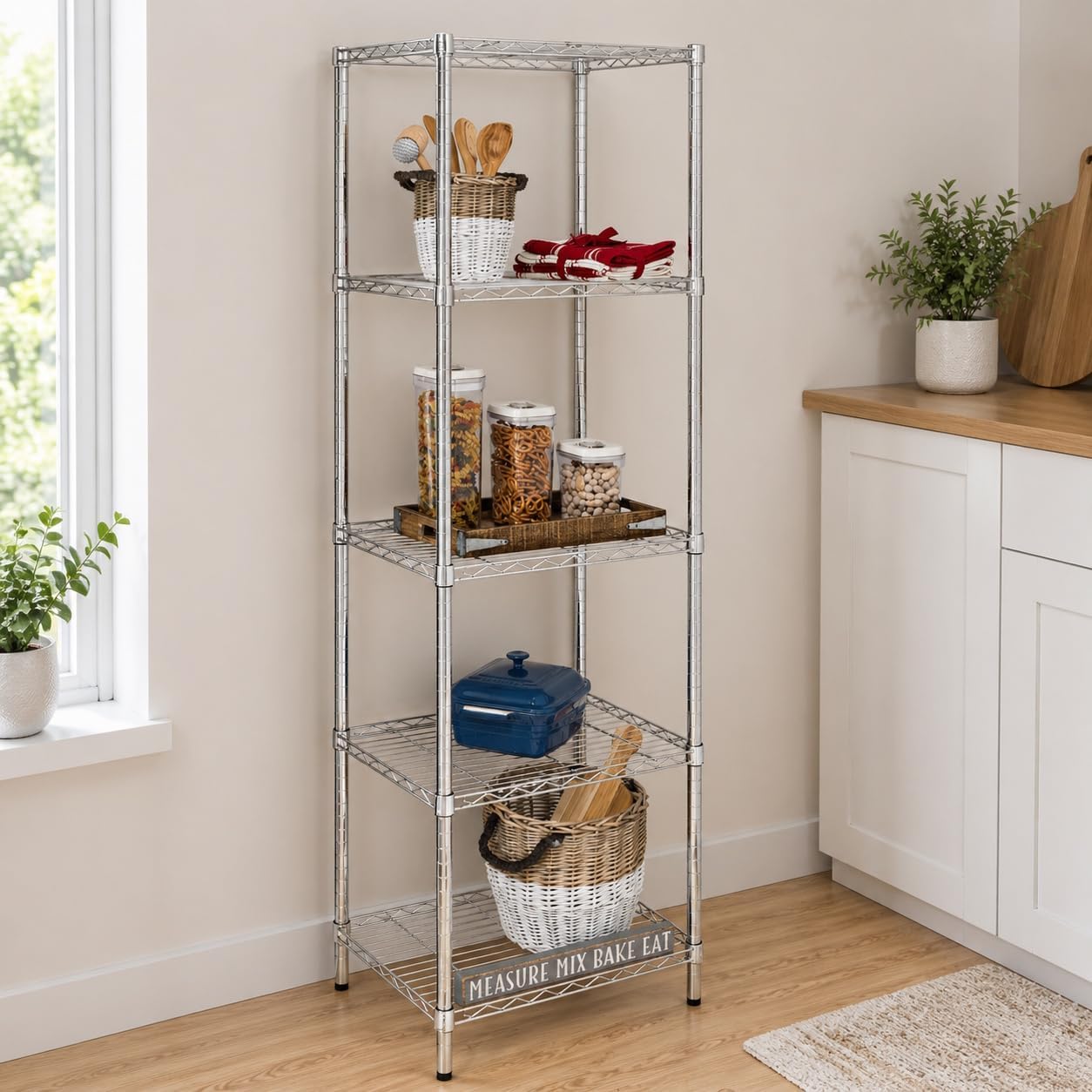 5-Tier Heavy Duty Adjustable Shelving Unit, 250-lb Per Shelf NSF Certified Metal Storage Rack, Chrome Wire Shelf for