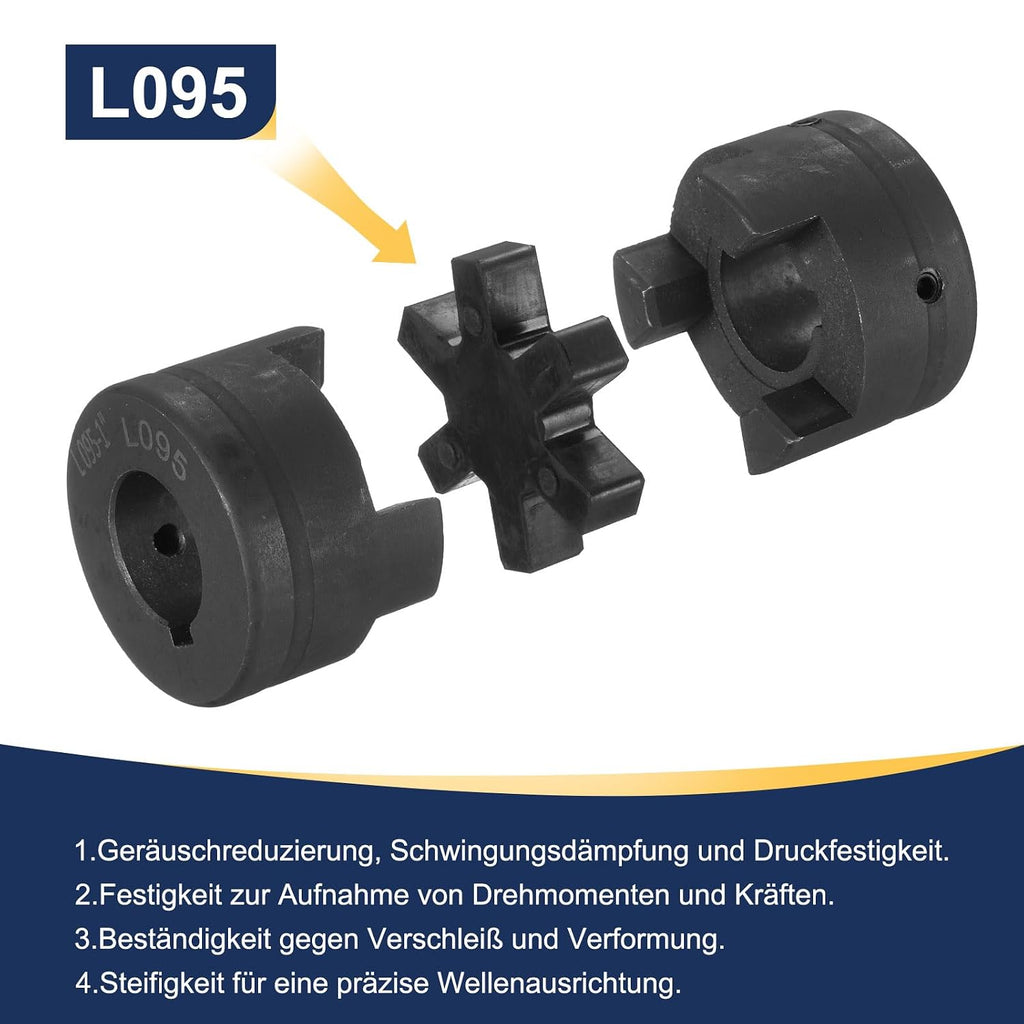 uxcell 1" L095 Flexible 3-Piece L-Jaw Coupling Coupler Set